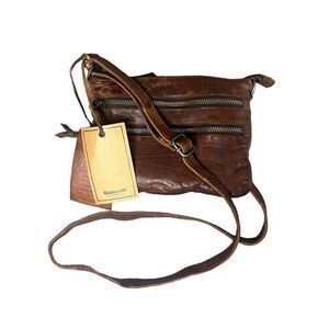 Giannotti Australia Brown Leather Crossbody Shoulder Bag 8x6 NEW